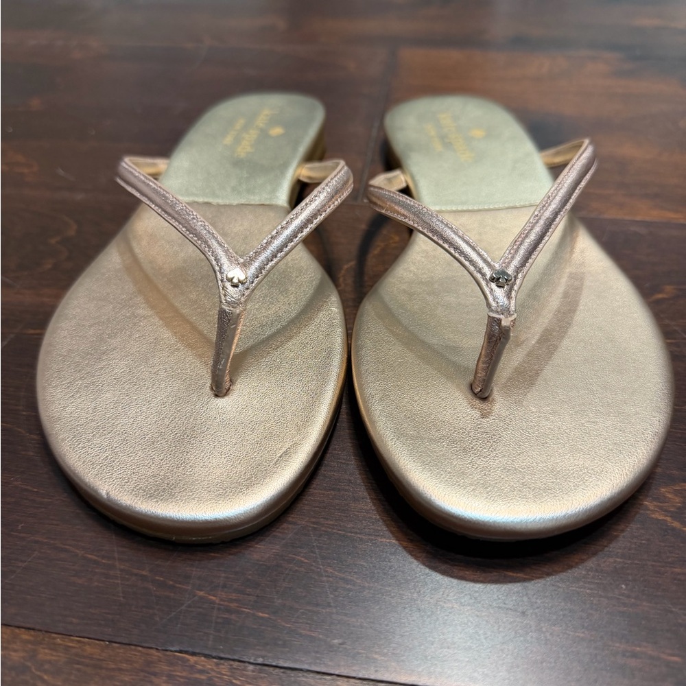 kate spade Metallic Rose Gold Thong Sandals